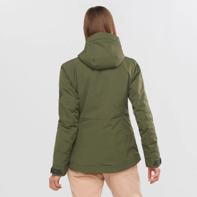 Olive Salomon Snow Rebel Insulated Hoodie Women's Ski Jackets | IE CA2743